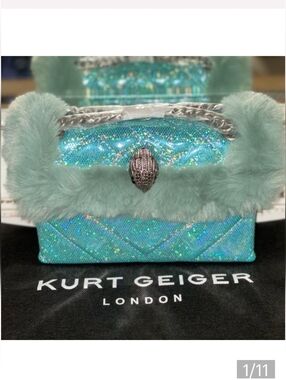 Kurt Geiger Iridescent Faux Fur Crossbody Bag Rare